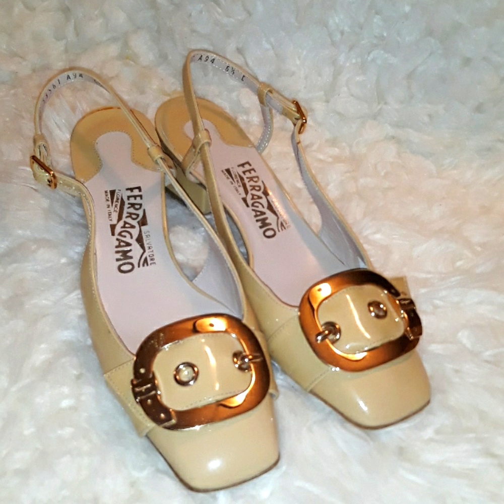 Authentic Salvatore Ferragamo patent sandals